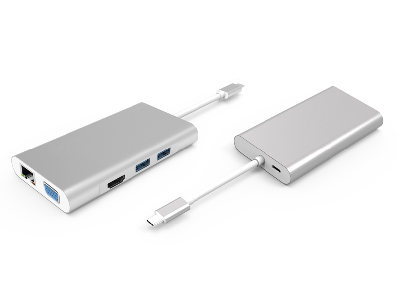 USB 3.1 Type-C to USB3.0X2+HDMI+VGA+Gigabit Ethernet +Type-C Charging