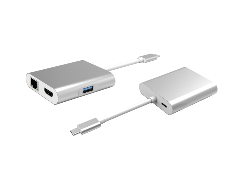 USB 3.1 Type-C to USB3.0+HDMI(4KX2K@30HZ)+Gigabit Ethernet +Type-C Charging Adapter