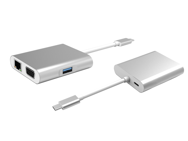 USB 3.1 Type-C to USB3.0+VGA+Gigabit Ethernet +Type-C Charging Adapter
